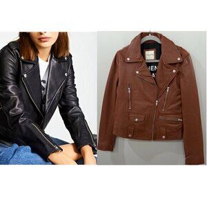 Each x Other Jacket Baya Biker Moto in Brown Sheep Leather